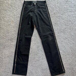 VERSACE JEANS COUTURE VINTAGE BLACK STUDDED JEANS  MADE IN ITALY  - W30 L34 TALL
